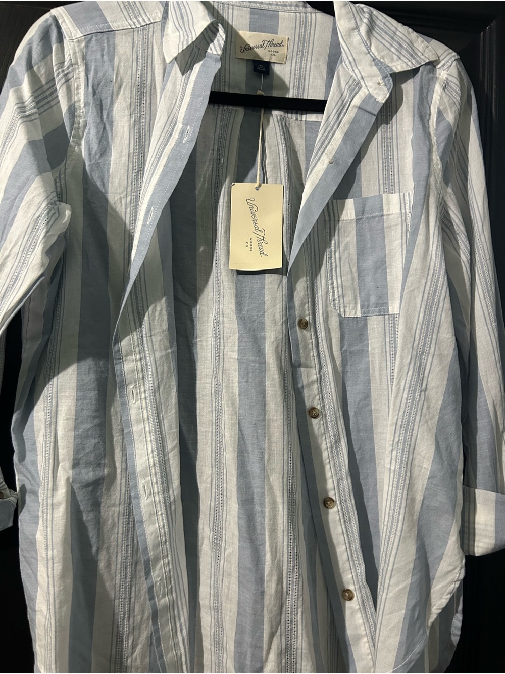 Universal Thread Light Blue and White Striped Button-Down Shirt